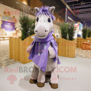 Lavender Horse mascot costume character dressed with a Parka and Scarf clips