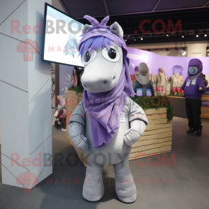 Lavender Horse mascot costume character dressed with a Parka and Scarf clips