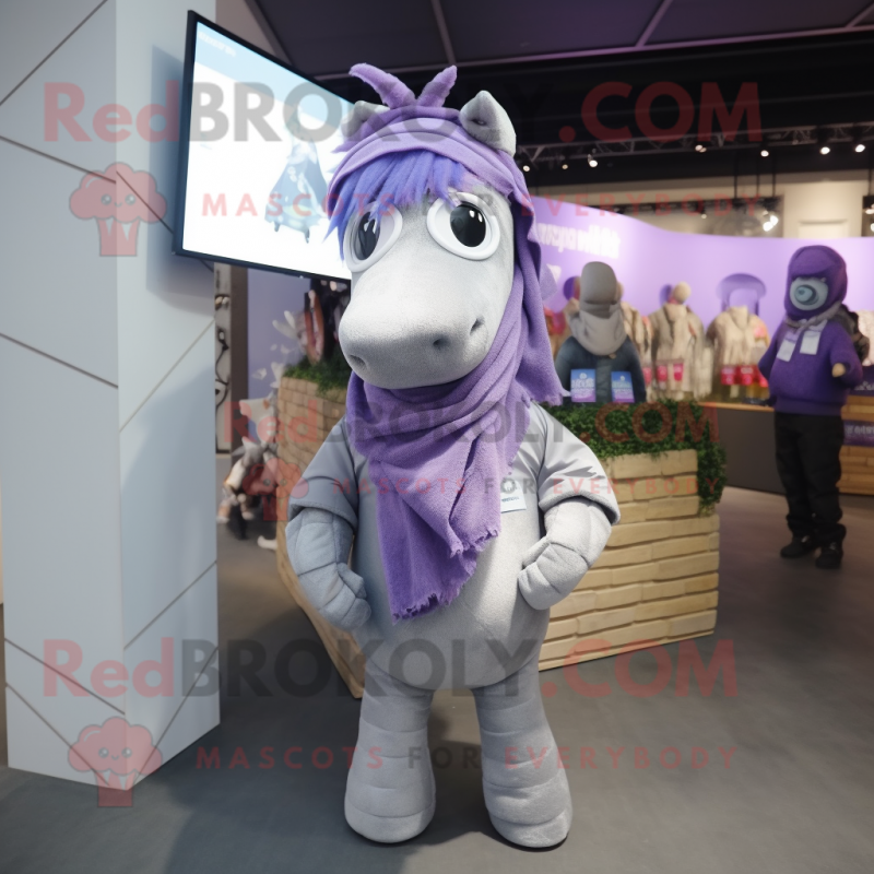 Lavender Horse mascot costume character dressed with a Parka and Scarf clips Lavender Horse mascot costume character dressed with a Parka and Scarf clips