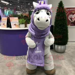 Lavender Horse mascot costume character dressed with a Parka and Scarf clips