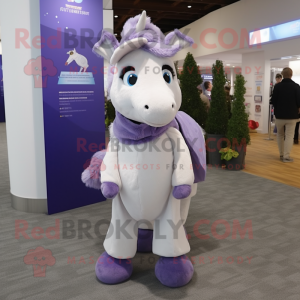 Lavender Horse mascot costume character dressed with a Parka and Scarf clips