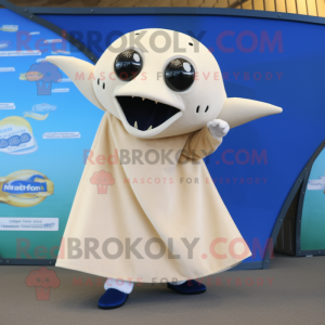 Cream Stingray mascot costume character dressed with a Coat and Scarf clips