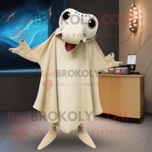 Cream Stingray mascot costume character dressed with a Coat and Scarf clips