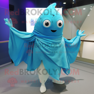 Cyan Stingray maskot kostym...