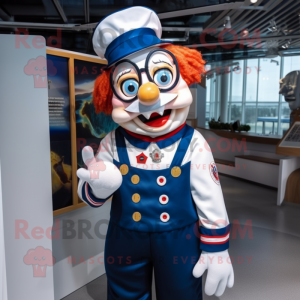 Marinblå Clown maskot...