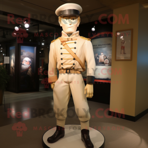 Cream Civil War Soldier mascot costume character dressed with a Joggers and Berets