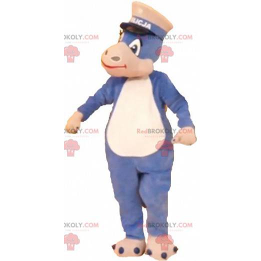 Mascote de dinossauro criatura cinza e rosa - Redbrokoly.com
