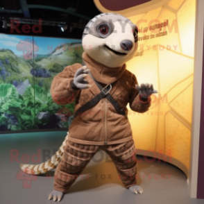 nan Pangolin mascot costume character dressed with a Jumpsuit and Bracelet watches