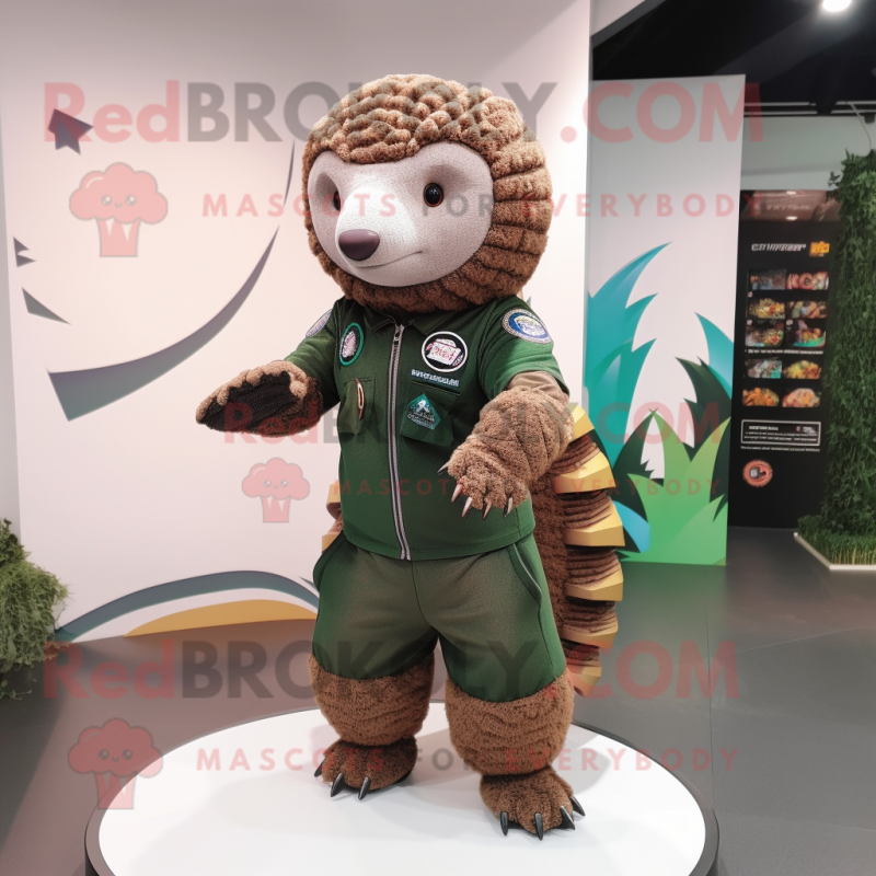 nan Pangolin mascot costume character dressed with a Jumpsuit and Bracelet watches