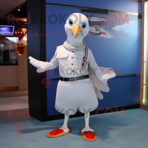 Silver Gull mascot costume character dressed with a Dress Pants and Keychains