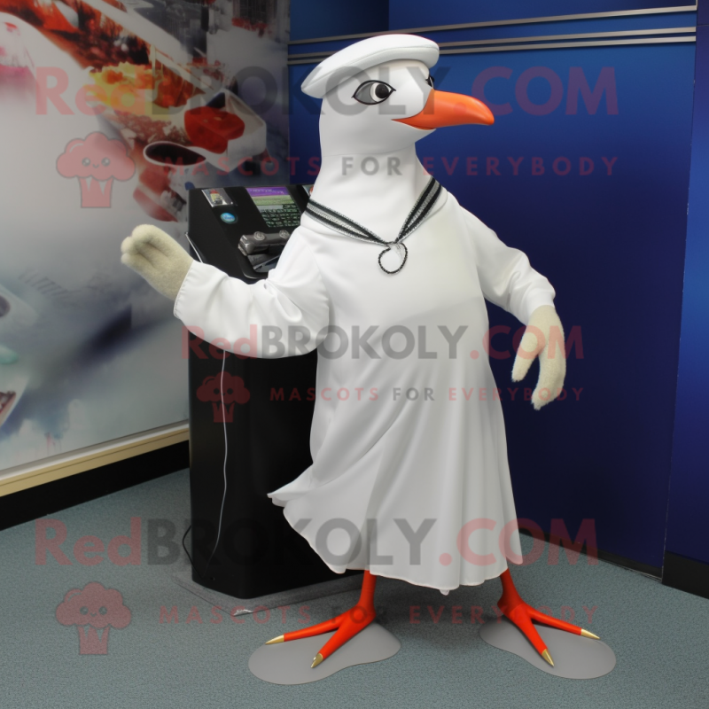 Silver Gull mascot costume character dressed with a Dress Pants and Keychains