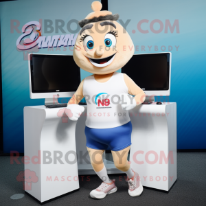 nan Computer mascot costume character dressed with a Running Shorts and Hairpins