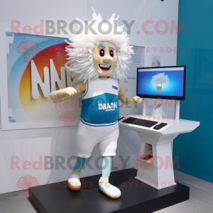 nan Computer mascot costume character dressed with a Running Shorts and Hairpins