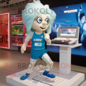 nan Computer mascot costume character dressed with a Running Shorts and Hairpins