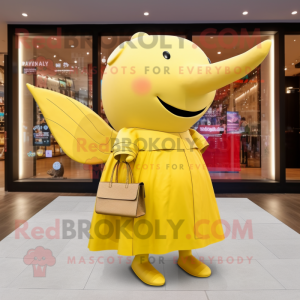 Gold Whale maskot kostym...