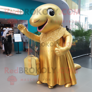 Gold Whale maskot drakt...