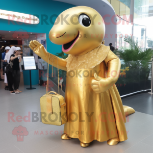 Gold Whale maskot kostym...