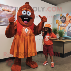 Rust Jambalaya mascot costume character dressed with a Culottes and Earrings