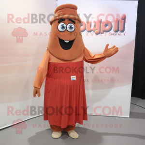 Rust Jambalaya mascot costume character dressed with a Culottes and Earrings