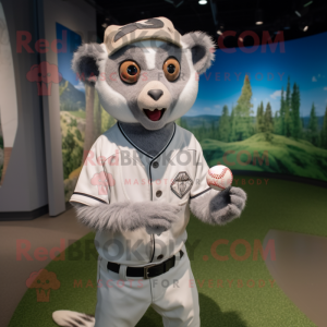 Silberner Lemur Maskottchen...