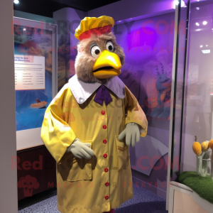 nan Hens mascot costume character dressed with a Raincoat and Tie pins