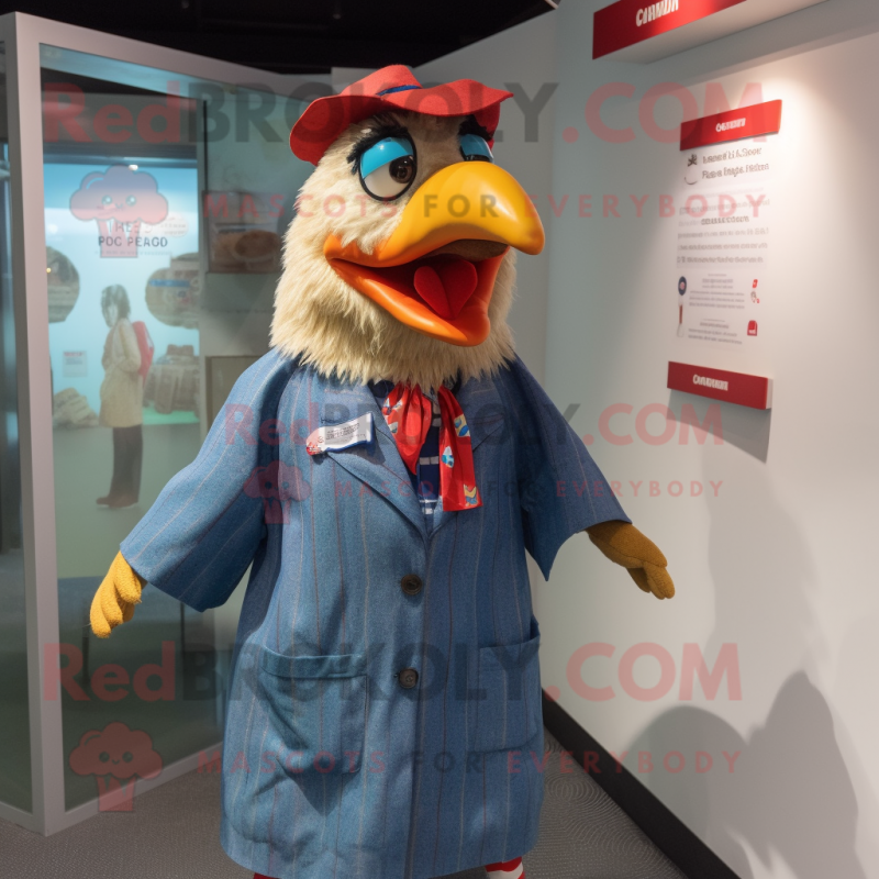 nan Hens mascot costume character dressed with a Raincoat and Tie pins