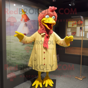 nan Hens mascot costume character dressed with a Raincoat and Tie pins