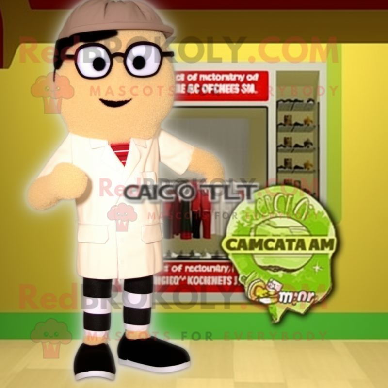 Beige Celery mascot costume character dressed with a Shorts and Eyeglasses