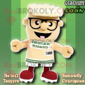 Beige Celery mascot costume character dressed with a Shorts and Eyeglasses