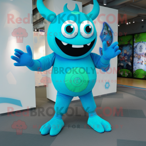 Cyan Devil mascotte kostuum...