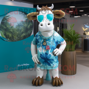 Cyan Hereford Cow mascotte...