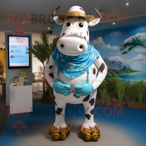 Cyan Hereford Cow maskot...