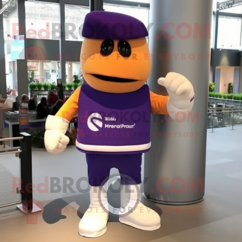 Purple Boxing Glove mascot costume character dressed with a Polo Shirt and Gloves Purple Boxing Glove mascot costume character dressed with a Polo Shirt and Gloves