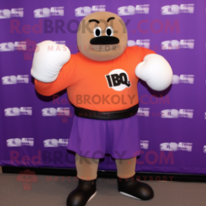 Purple Boxing Glove mascot costume character dressed with a Polo Shirt and Gloves