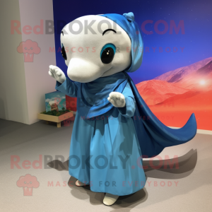 nan Whale mascot costume character dressed with a Wrap Dress and Anklets