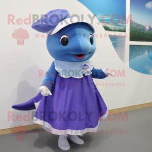 nan Whale mascot costume character dressed with a Wrap Dress and Anklets