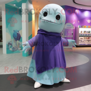 nan Whale mascot costume character dressed with a Wrap Dress and Anklets