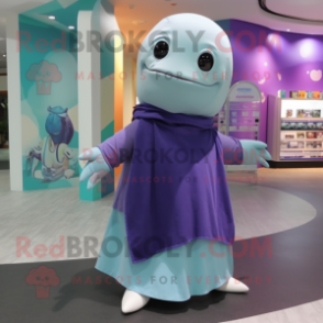 nan Whale mascot costume character dressed with a Wrap Dress and Anklets