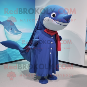 nan Whale mascot costume character dressed with a Wrap Dress and Anklets