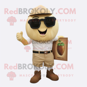 Beige Mango maskot kostume...