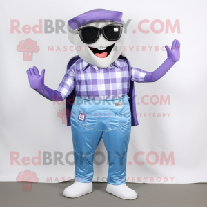 Lavender Bbq Ribs mascot costume character dressed with a Boyfriend Jeans and Sunglasses