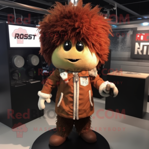 Rust Doctor mascot costume character dressed with a Bomber Jacket and Hair clips