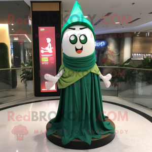 Forest Green Hourglass mascot costume character dressed with a Maxi Skirt and Scarves