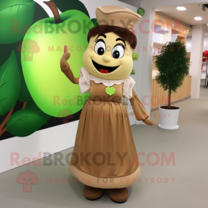 Tan Apple maskot kostume...