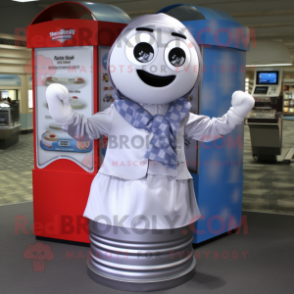 Silver Bagels mascot costume character dressed with a Dress Shirt and Scarves