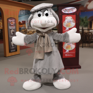 Silver Bagels mascot costume character dressed with a Dress Shirt and Scarves