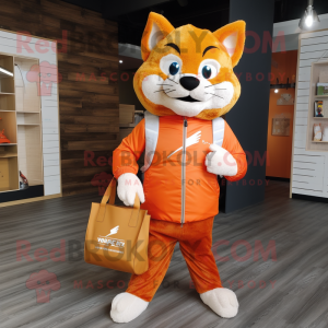 Orange Lynx maskot kostym...