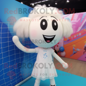 White Volleyball Net mascot costume character dressed with a Midi Dress and Hairpins