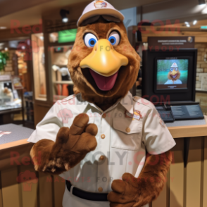 Brown Hens mascot costume character dressed with a Poplin Shirt and Bracelets