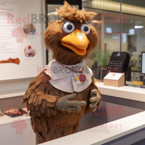 Brown Hens mascot costume character dressed with a Poplin Shirt and Bracelets